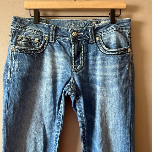 Women's 30 Miss Me Skinny Metallic Thread Denim Jeans Low Rise - Picture 4 of 12